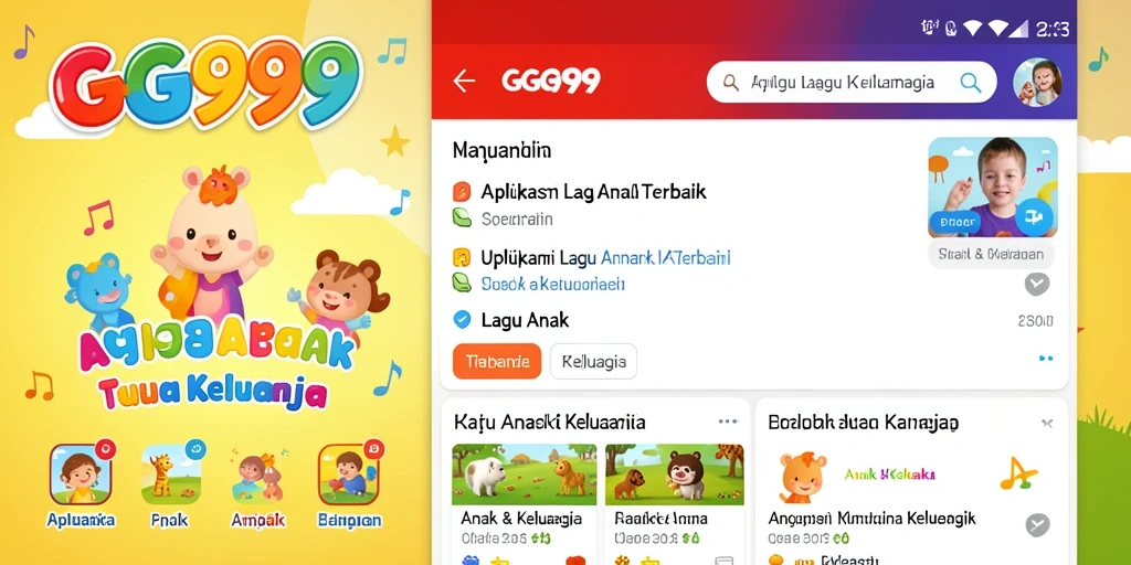 Tampilan antarmuka GG999 yang ramah anak dengan berbagai lagu edukatif.