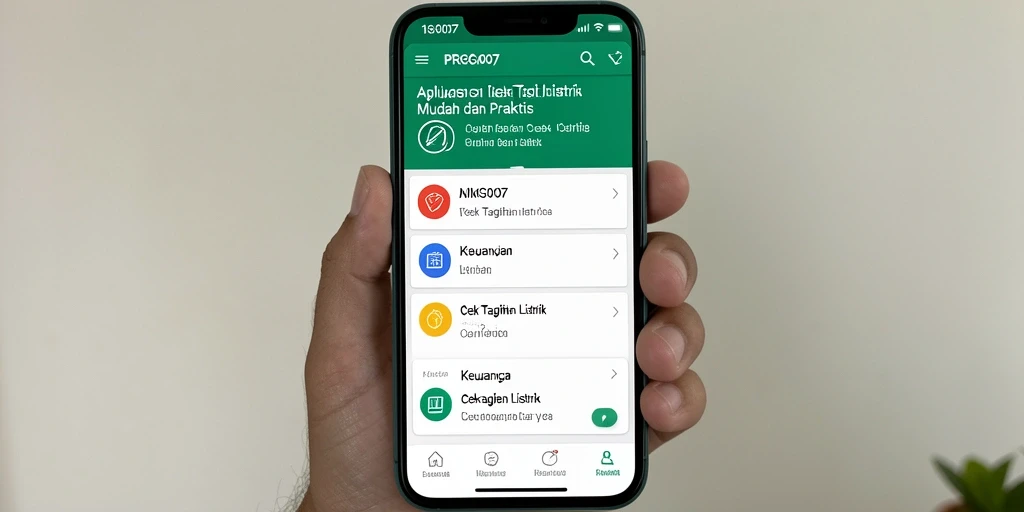 Tampilan antarmuka PRG007 yang sederhana dan informatif untuk cek tagihan listrik.