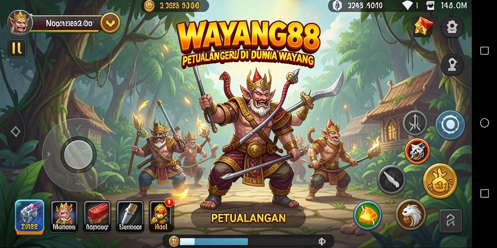 Tampilan antarmuka pemain dalam dunia wayang fantastis.