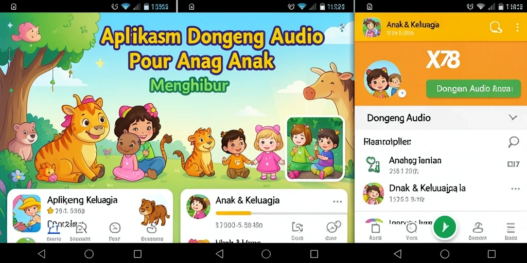 Antarmuka aplikasi X78 yang ramah anak dengan fitur dongeng audio.