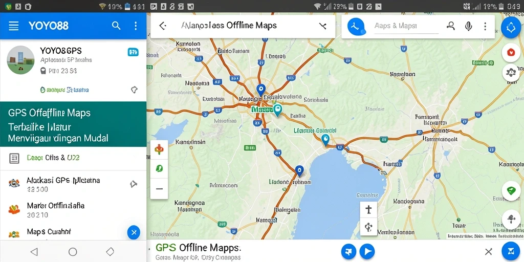 Antarmuka aplikasi YOYO88 dengan fitur GPS Offline Maps yang intuitif.
